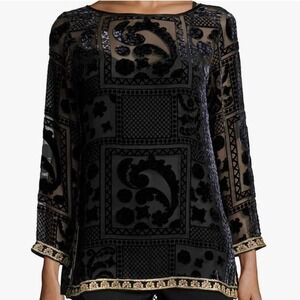 Calypso St. Barth Women's Size Small Black Mianette Velvet Burnout Top